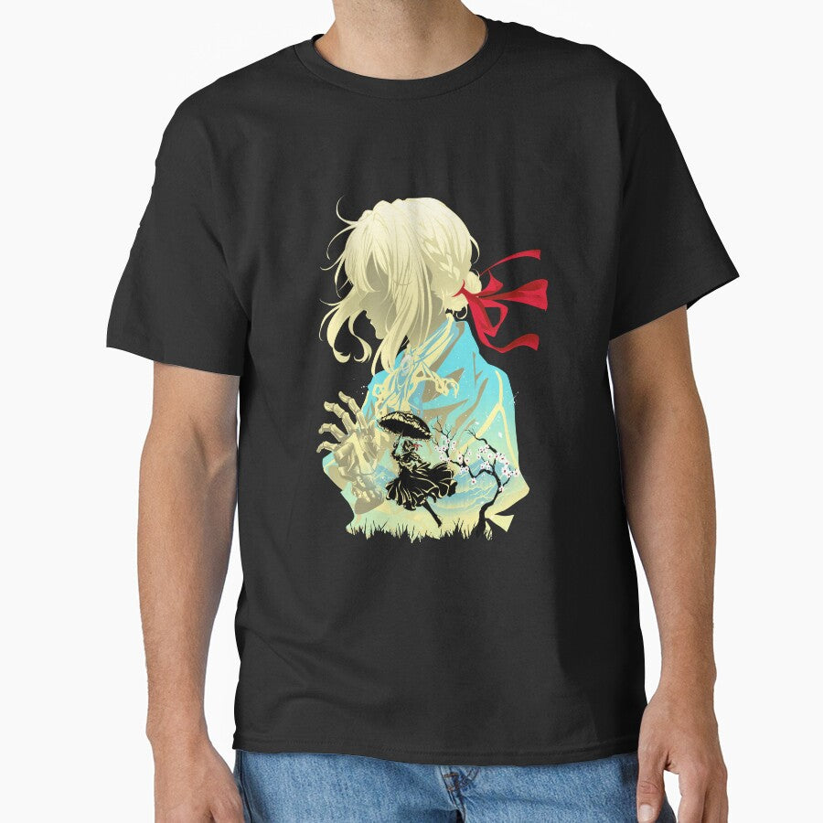 Violet Evergarden Silhouette  Minimalist Anime Art Print by Hypertwenty Designs Unisex T-shirt, Sweatshirt, Hoodie, Long Sleeve Tee - T-Shirt, Sweatshirt, Hoodie