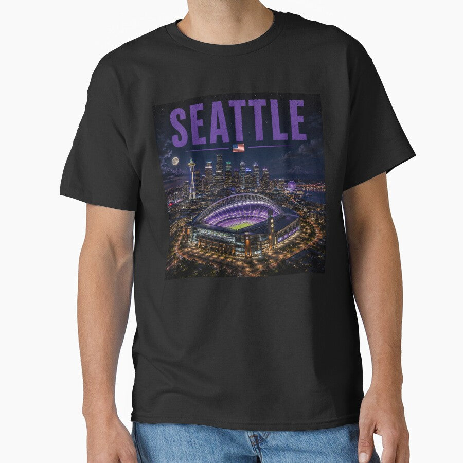 Seattle Cinematic Stadium Edition by globetrottergfx Unisex T-shirt, Sweatshirt, Hoodie, Long Sleeve Tee - T-Shirt, Sweatshirt, Hoodie