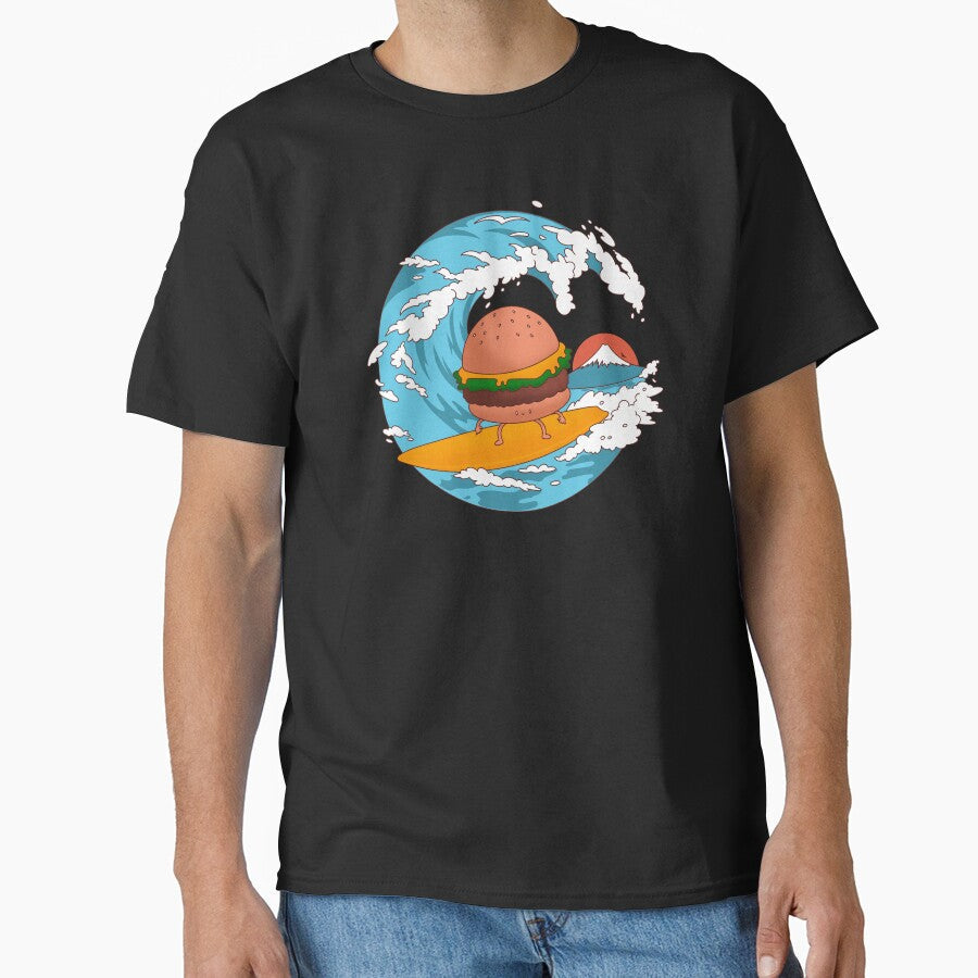 The Great Burger Wave by Artthree Unisex T-shirt, Sweatshirt, Hoodie, Long Sleeve Tee - T-Shirt, Sweatshirt, Hoodie