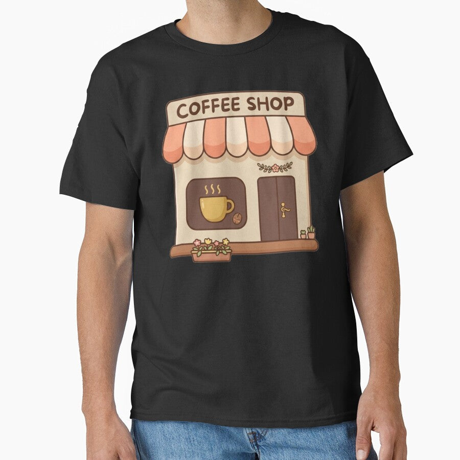Cute Minimalist Coffee Shop Icon by Shape Snip Studio Unisex T-shirt, Sweatshirt, Hoodie, Long Sleeve Tee - T-Shirt, Sweatshirt, Hoodie