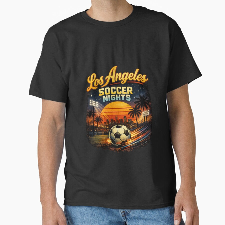 Los Angeles Soccer Nights  Retro LA Match Day Design by MySheetMusicArt Unisex T-shirt, Sweatshirt, Hoodie, Long Sleeve Tee - T-Shirt, Sweatshirt, Hoodie