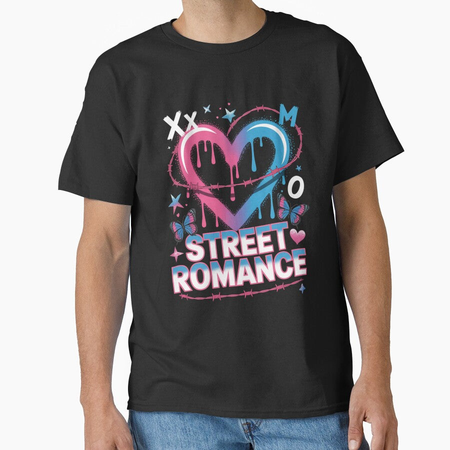 Street Romance XOXO Dripping Heart Barbed Wire Butterfly Valentine's Day by DarylWelsh2024 - T-Shirt, Sweatshirt, Hoodie