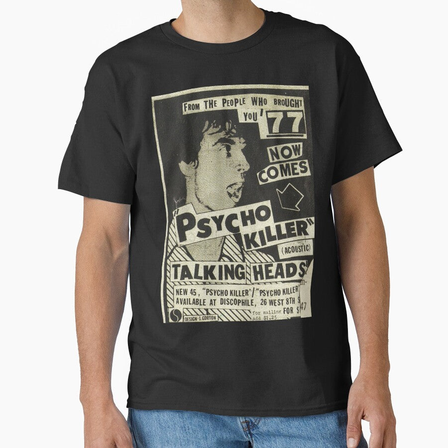 Psycho Killer - Talking Heads post-punk concert poster 1977 by janetganes0118 Unisex T-shirt, Sweatshirt, Hoodie, Long Sleeve Tee - T-Shirt, Sweatshirt, Hoodie