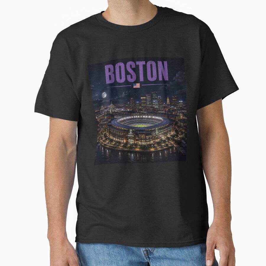 Boston City Cinematic Stadium Edition by globetrottergfx Unisex T-shirt, Sweatshirt, Hoodie, Long Sleeve Tee - T-Shirt, Sweatshirt, Hoodie
