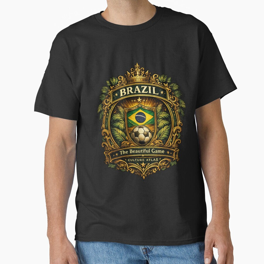 Luxury Brazil Soccer Emblem - The Beautiful Game Vintage Crest by Culture Atlas Unisex T-shirt, Sweatshirt, Hoodie, Long Sleeve Tee - T-Shirt, Sweatshirt, Hoodie
