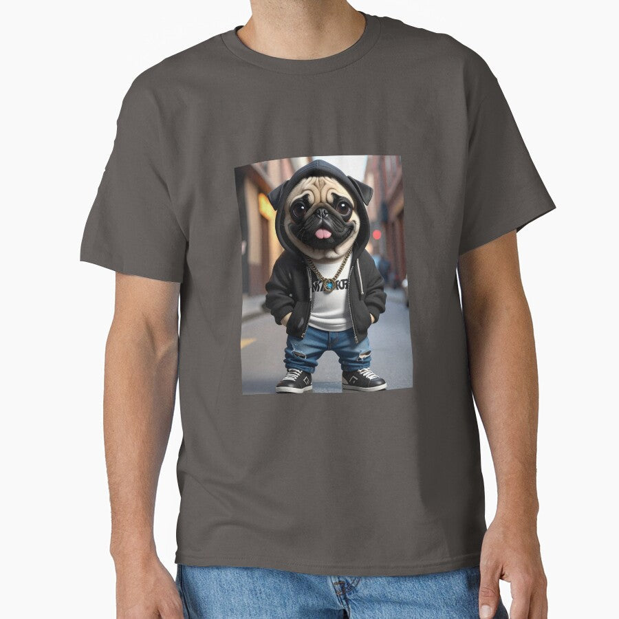 Street Pug Boss  Dark Urban Dog Aesthetic by vinothmech53 Unisex T-shirt, Sweatshirt, Hoodie, Long Sleeve Tee - T-Shirt, Sweatshirt, Hoodie
