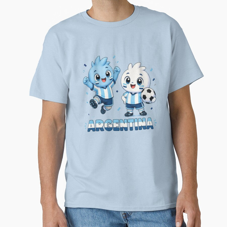 Cute Argentina football mascot by World-of-Magic Unisex T-shirt, Sweatshirt, Hoodie, Long Sleeve Tee - T-Shirt, Sweatshirt, Hoodie