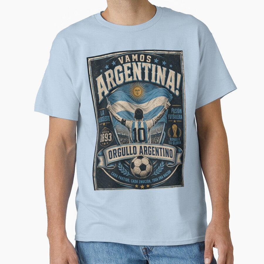 Argentina Football Fans Vintage World Cup 2026 Supporter Design by Jandedan Unisex T-shirt, Sweatshirt, Hoodie, Long Sleeve Tee - T-Shirt, Sweatshirt, Hoodie