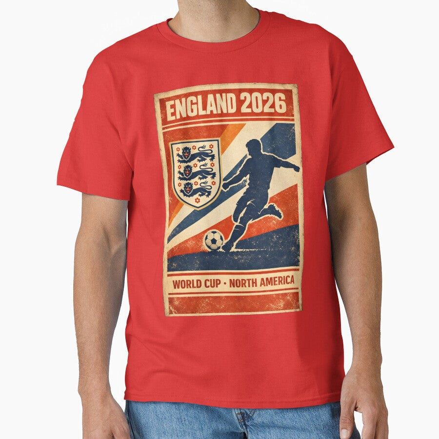 England 2026  Retro World Cup Matchday Poster by WhisperFrame Unisex T-shirt, Sweatshirt, Hoodie, Long Sleeve Tee - T-Shirt, Sweatshirt, Hoodie