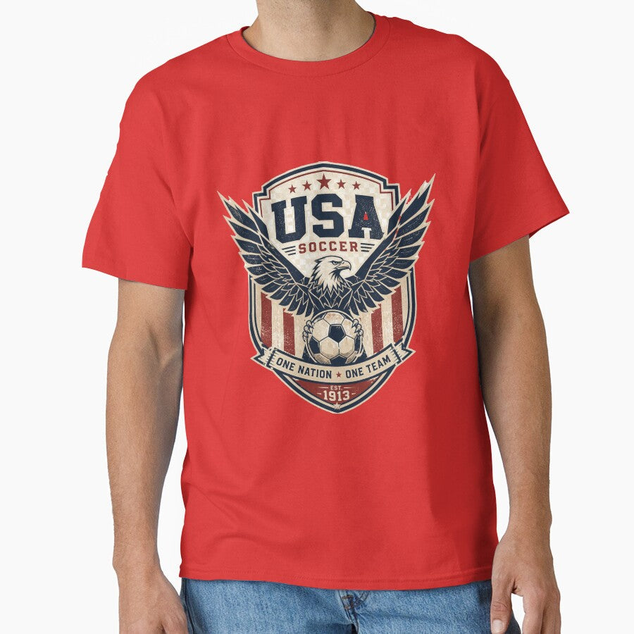 USA Soccer Eagle Crest | Patriotic Football Fan Design by LEOdesignerArt Unisex T-shirt, Sweatshirt, Hoodie, Long Sleeve Tee - T-Shirt, Sweatshirt, Hoodie