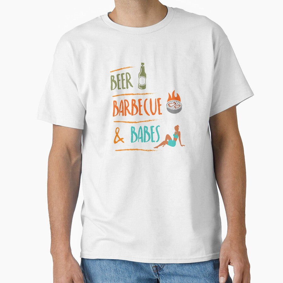 Beer Barbecue and Babes Enjoy by Khushi Graphics Unisex T-shirt, Sweatshirt, Hoodie, Long Sleeve Tee - T-Shirt, Sweatshirt, Hoodie