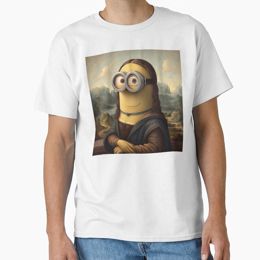 Minion Mona Lisa Parody  Whimsical Art by Fashvora Unisex T-shirt, Sweatshirt, Hoodie, Long Sleeve Tee - T-Shirt, Sweatshirt, Hoodie