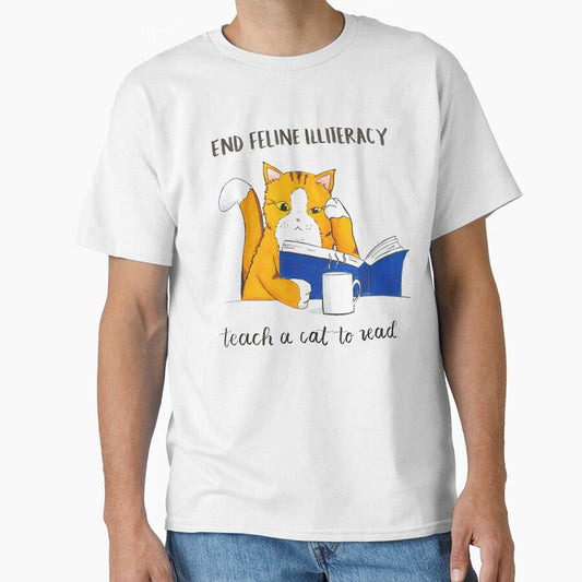 "End Feline Illiteracy. Teach a Cat to Read." watercolor by artichokes Unisex T-shirt, Sweatshirt, Hoodie, Long Sleeve Tee - T-Shirt, Sweatshirt, Hoodie