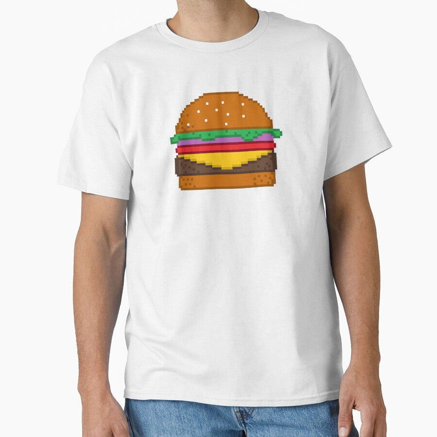 Hamburger, Pixel art by xtrolix Unisex T-shirt, Sweatshirt, Hoodie, Long Sleeve Tee - T-Shirt, Sweatshirt, Hoodie