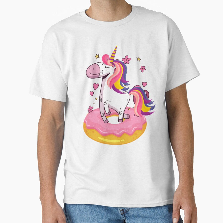 Rainbown Pastel Colors Unicorn Donut T-Shirt Funny Gift by chihai Unisex T-shirt, Sweatshirt, Hoodie, Long Sleeve Tee - T-Shirt, Sweatshirt, Hoodie