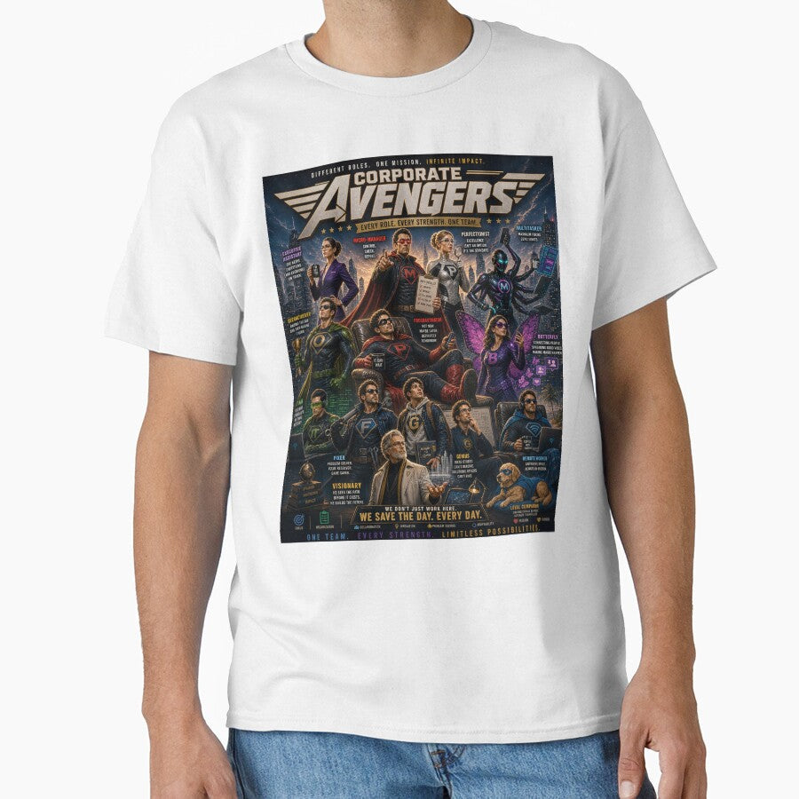 Corporate Avengers  Ultimate Workplace Superhero Team by Ps stuff Unisex T-shirt, Sweatshirt, Hoodie, Long Sleeve Tee - T-Shirt, Sweatshirt, Hoodie