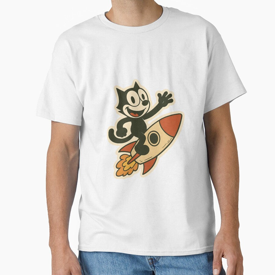 FELIX CAT RIDING A ROCKET VINTAGE by infinitearte Unisex T-shirt, Sweatshirt, Hoodie, Long Sleeve Tee - T-Shirt, Sweatshirt, Hoodie