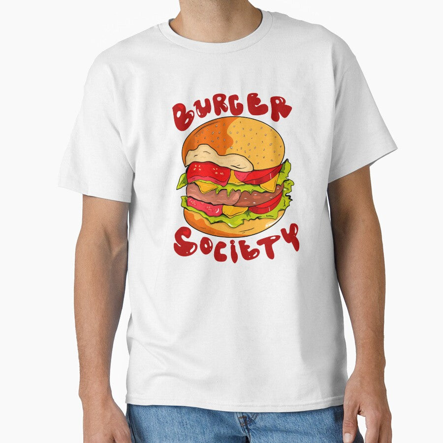 Burger Society  Retro Cheeseburger Food Lover Illustration by chupichapa Unisex T-shirt, Sweatshirt, Hoodie, Long Sleeve Tee - T-Shirt, Sweatshirt, Hoodie