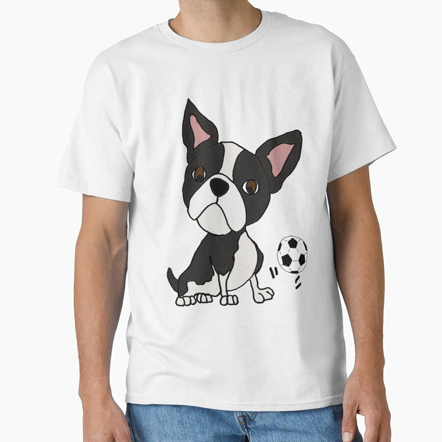 Funny Boston Terrier Dog Playing Soccer by Nature's Fancy Unisex T-shirt, Sweatshirt, Hoodie, Long Sleeve Tee - T-Shirt, Sweatshirt, Hoodie