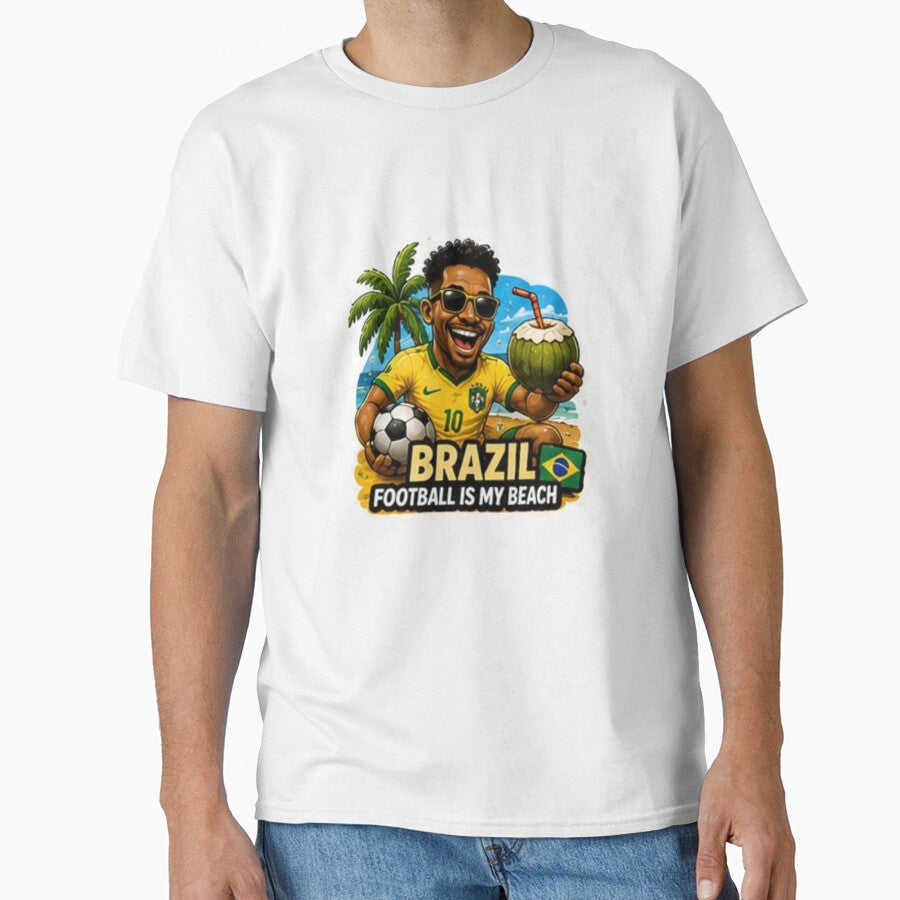 Brazil 2026 Cartoon Football Fan Design by Pixanova Unisex T-shirt, Sweatshirt, Hoodie, Long Sleeve Tee - T-Shirt, Sweatshirt, Hoodie