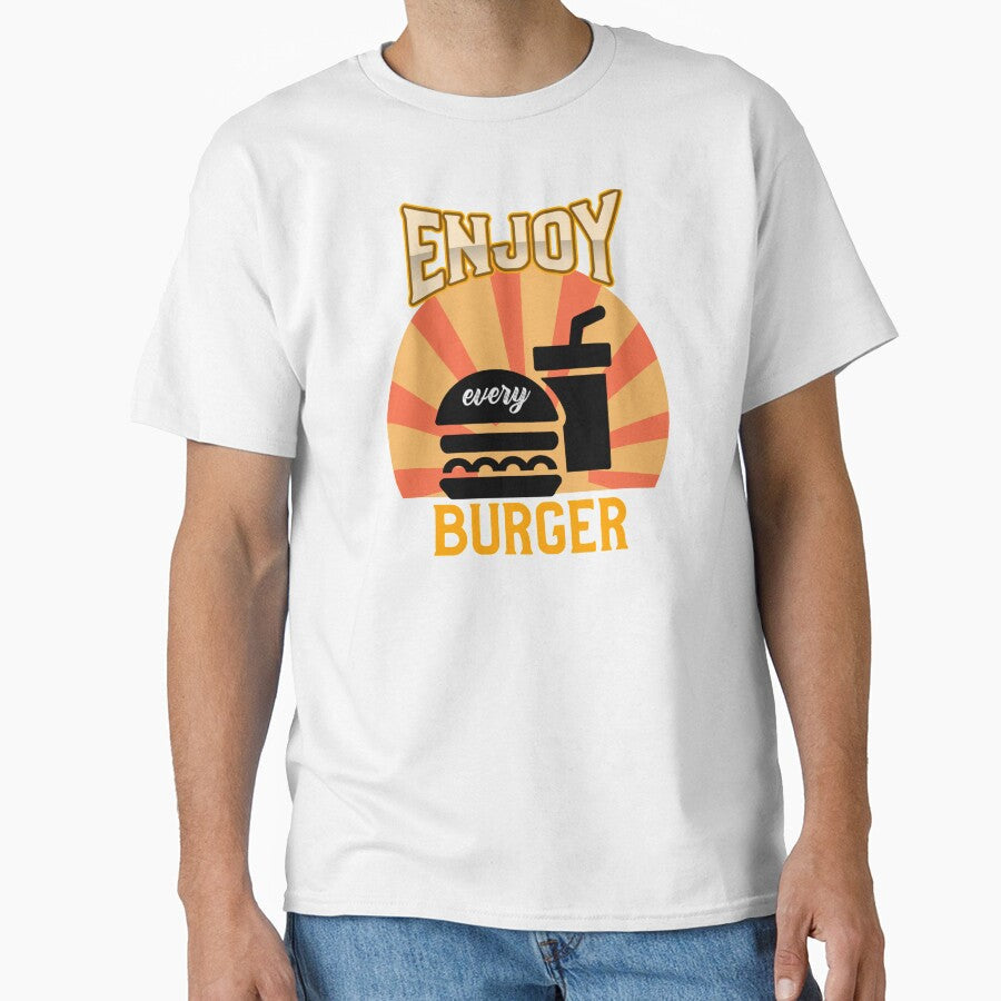 Enjoy Your Burger T-shirt Design by PositiveStudio Unisex T-shirt, Sweatshirt, Hoodie, Long Sleeve Tee - T-Shirt, Sweatshirt, Hoodie