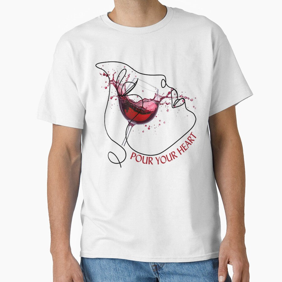 Minimalist Wine Glass Face Line Art Design by Black Signal Unisex T-shirt, Sweatshirt, Hoodie, Long Sleeve Tee - T-Shirt, Sweatshirt, Hoodie