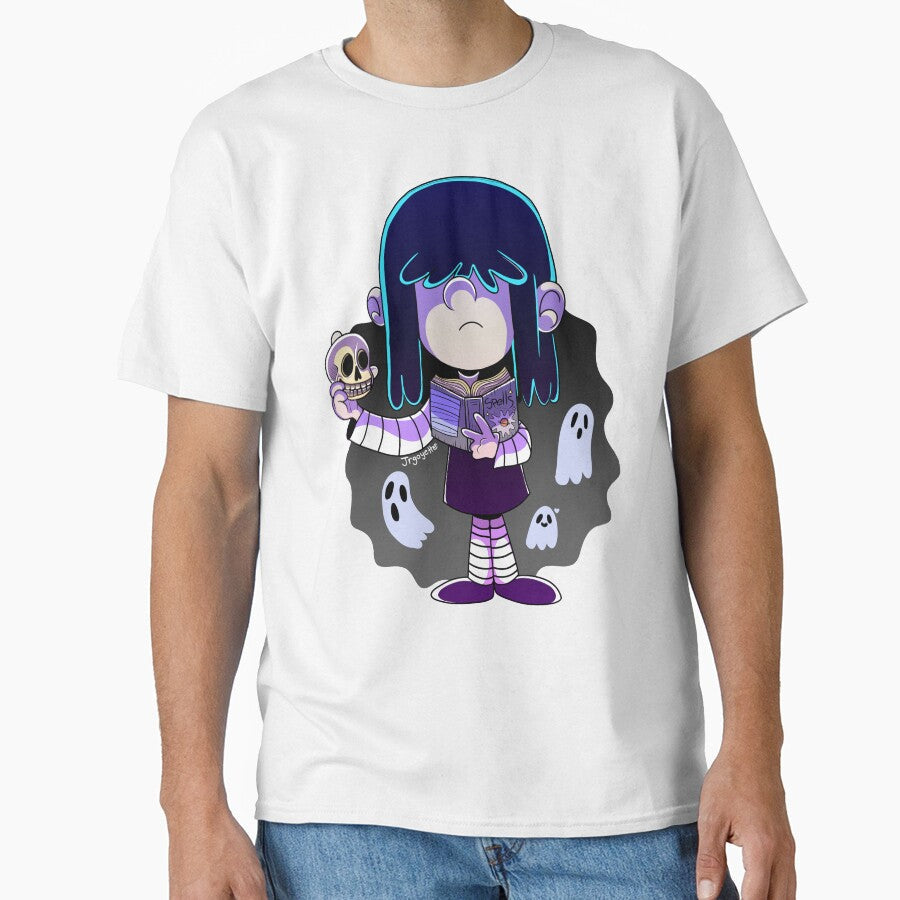The Loud House Lucy Loud with Spell book and Skull by Jrgoyette Unisex T-shirt, Sweatshirt, Hoodie, Long Sleeve Tee - T-Shirt, Sweatshirt, Hoodie