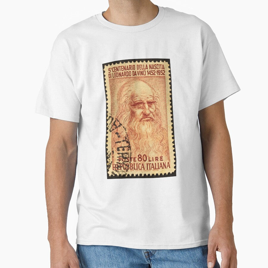 Leonardo Da Vinci Stamp Print Logo by BLTD.Global Revolution Unisex T-shirt, Sweatshirt, Hoodie, Long Sleeve Tee - T-Shirt, Sweatshirt, Hoodie