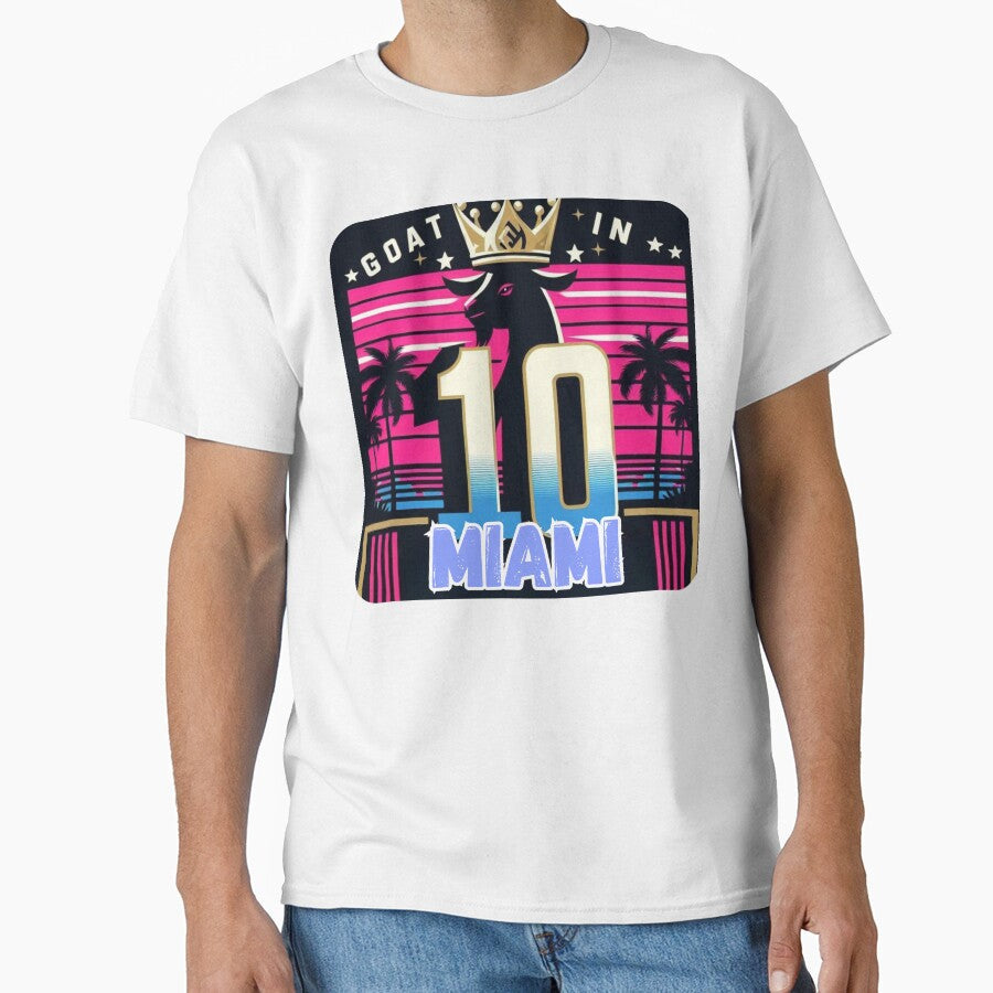 GOAT IN MIAMI | Messi by Pandoras Box Unisex T-shirt, Sweatshirt, Hoodie, Long Sleeve Tee - T-Shirt, Sweatshirt, Hoodie