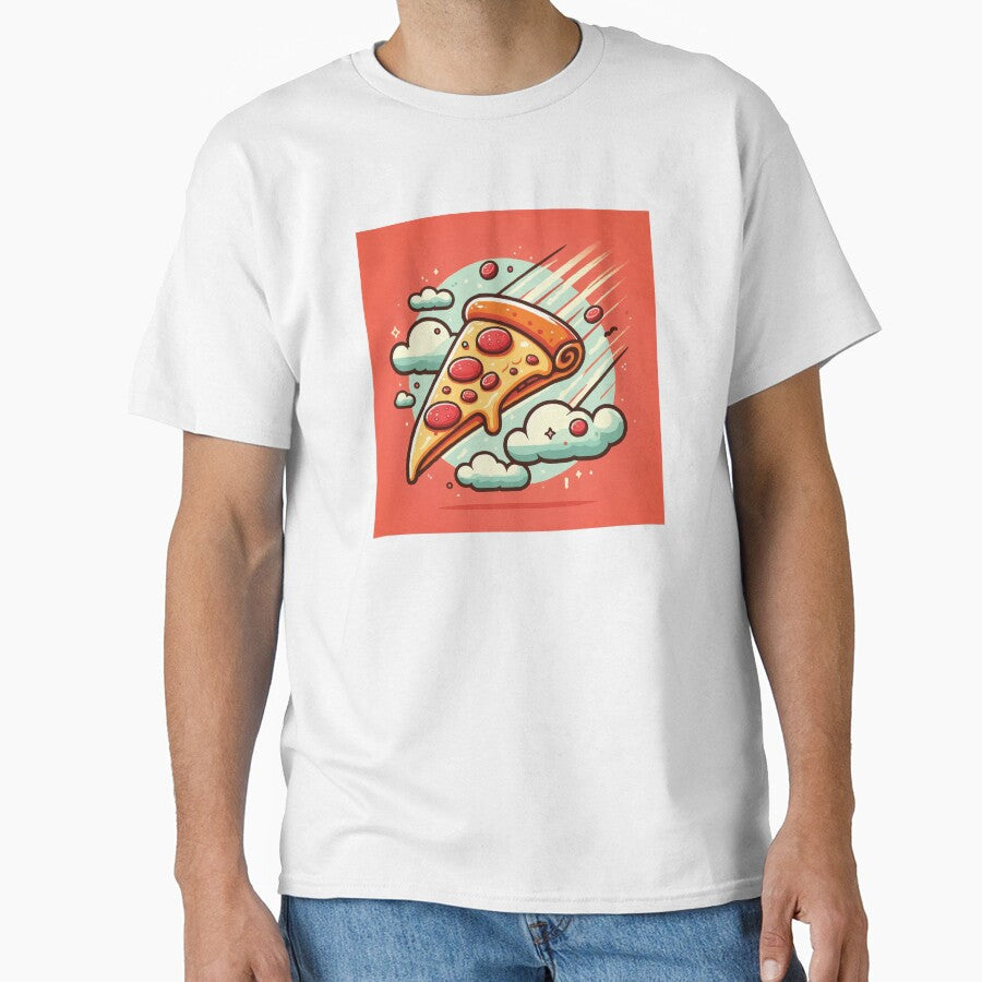 Flying slice of pizza by mcraft studio Unisex T-shirt, Sweatshirt, Hoodie, Long Sleeve Tee - T-Shirt, Sweatshirt, Hoodie