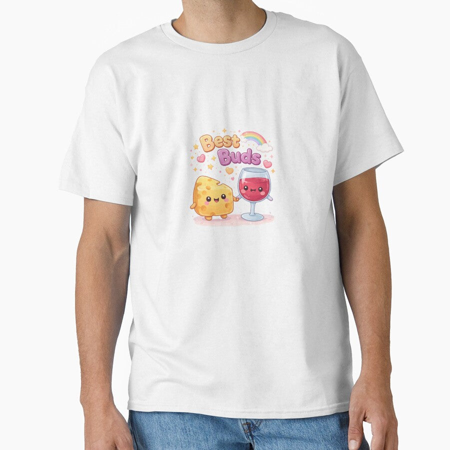 Best Buds Cheese and Wine Kawaii by CreativeEmily Unisex T-shirt, Sweatshirt, Hoodie, Long Sleeve Tee - T-Shirt, Sweatshirt, Hoodie