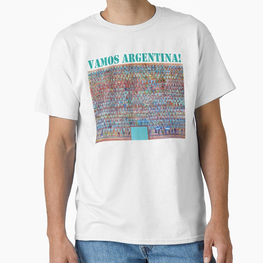 Vamos Argentina!, Football Tribune by Diego Manuel Rodriguez Unisex T-shirt, Sweatshirt, Hoodie, Long Sleeve Tee - T-Shirt, Sweatshirt, Hoodie