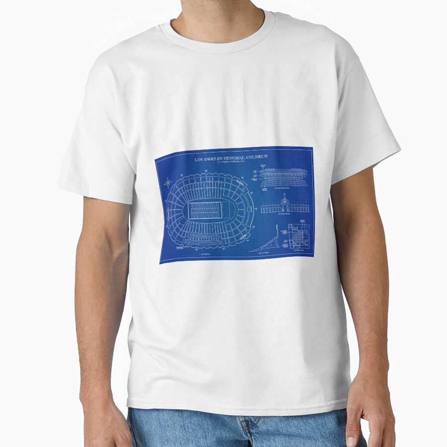 Los Angeles Memorial Coliseum (Blueprint) by BGALAXY Unisex T-shirt, Sweatshirt, Hoodie, Long Sleeve Tee - T-Shirt, Sweatshirt, Hoodie