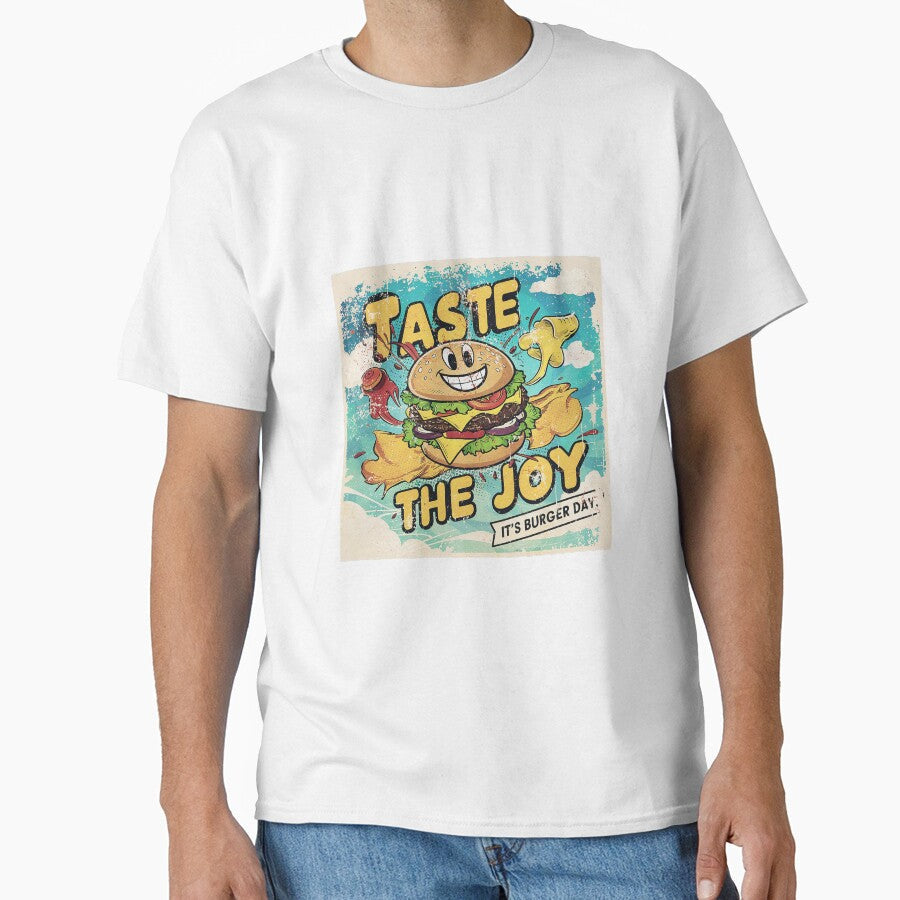 taste the joy burger day art with cartoon effects by BKSARYLIFE Unisex T-shirt, Sweatshirt, Hoodie, Long Sleeve Tee - T-Shirt, Sweatshirt, Hoodie