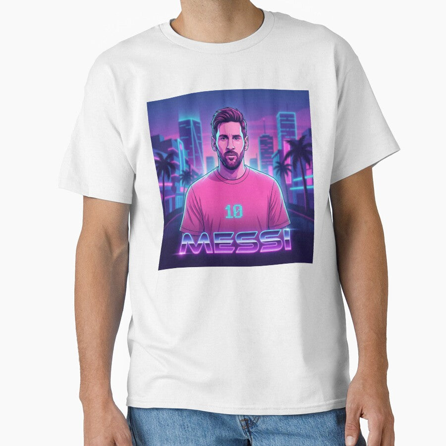 Inter Miami Football Legend Messi Cyberpunk Retro Futurist Design (Version 2) by Jess Iachini - T-Shirt, Sweatshirt, Hoodie