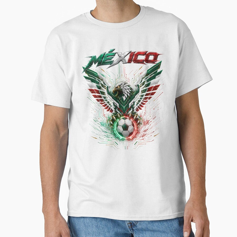 Mexico Soccer Cyber Eagle - Futuristic Football Mexican Pride by Extravanganzza Unisex T-shirt, Sweatshirt, Hoodie, Long Sleeve Tee - T-Shirt, Sweatshirt, Hoodie