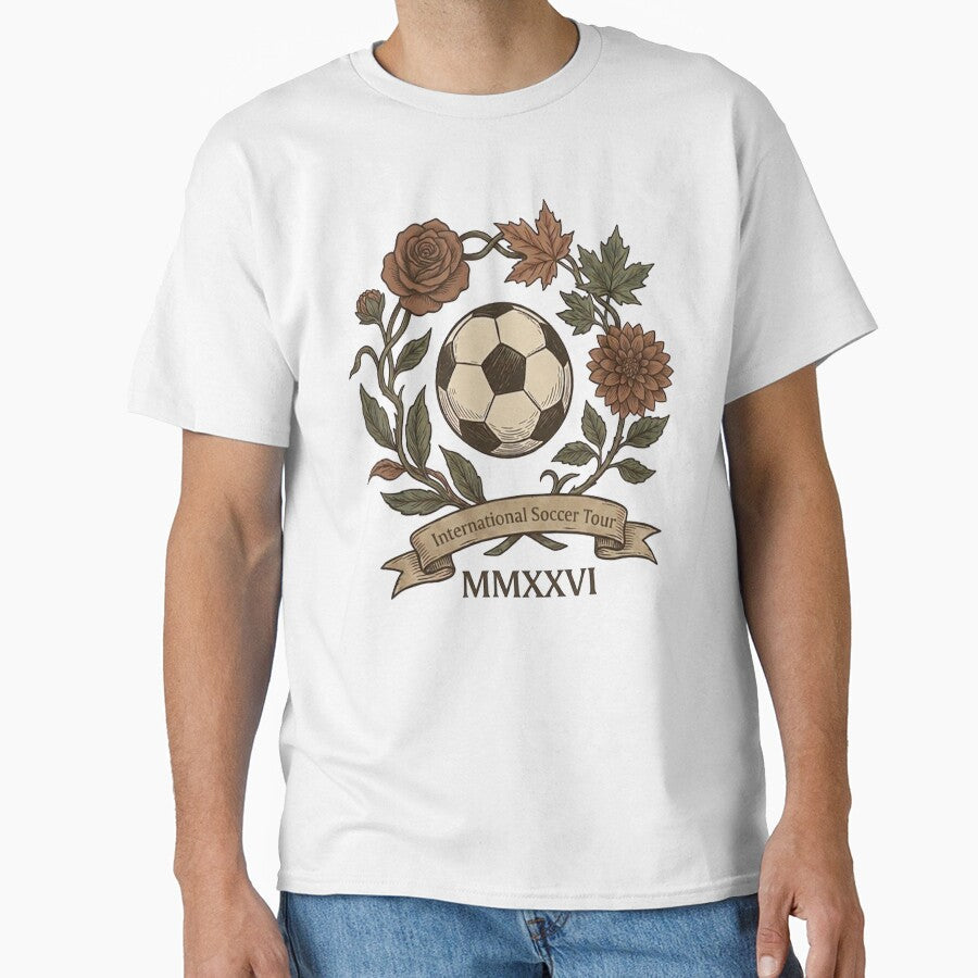 2026 International Soccer Tour Vintage Floral Crest by rygenr8 Unisex T-shirt, Sweatshirt, Hoodie, Long Sleeve Tee - T-Shirt, Sweatshirt, Hoodie
