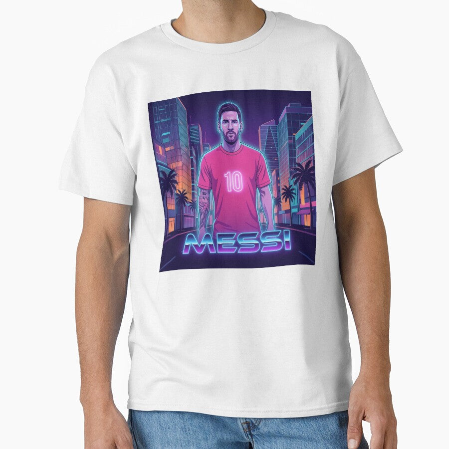 Inter Miami Football Legend Messi Cyberpunk Retro Futurist Design by Jess Iachini Unisex T-shirt, Sweatshirt, Hoodie, Long Sleeve Tee - T-Shirt, Sweatshirt, Hoodie