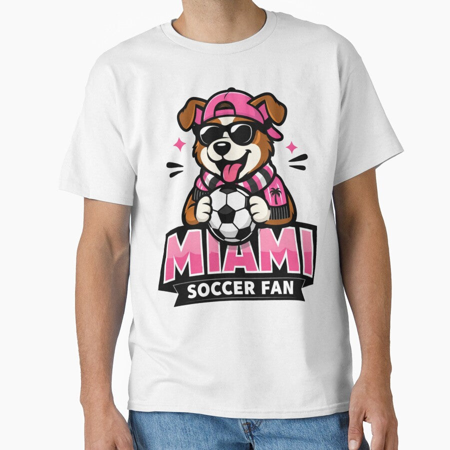 Miami Soccer Fan Dog Design  Dressed for Winter in Florida Game Day Artwork  ? Subtle joke by BrickByDream - T-Shirt, Sweatshirt, Hoodie