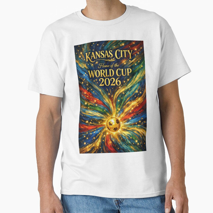 Kansas City World Cup 2026 Starburst Soccer Poster  Van Gogh Fluid Art Print by BrickByDream - T-Shirt, Sweatshirt, Hoodie