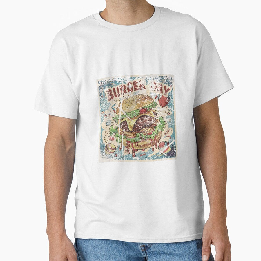 vintage style special burger day art with cartoon effects by BKSARYLIFE Unisex T-shirt, Sweatshirt, Hoodie, Long Sleeve Tee - T-Shirt, Sweatshirt, Hoodie