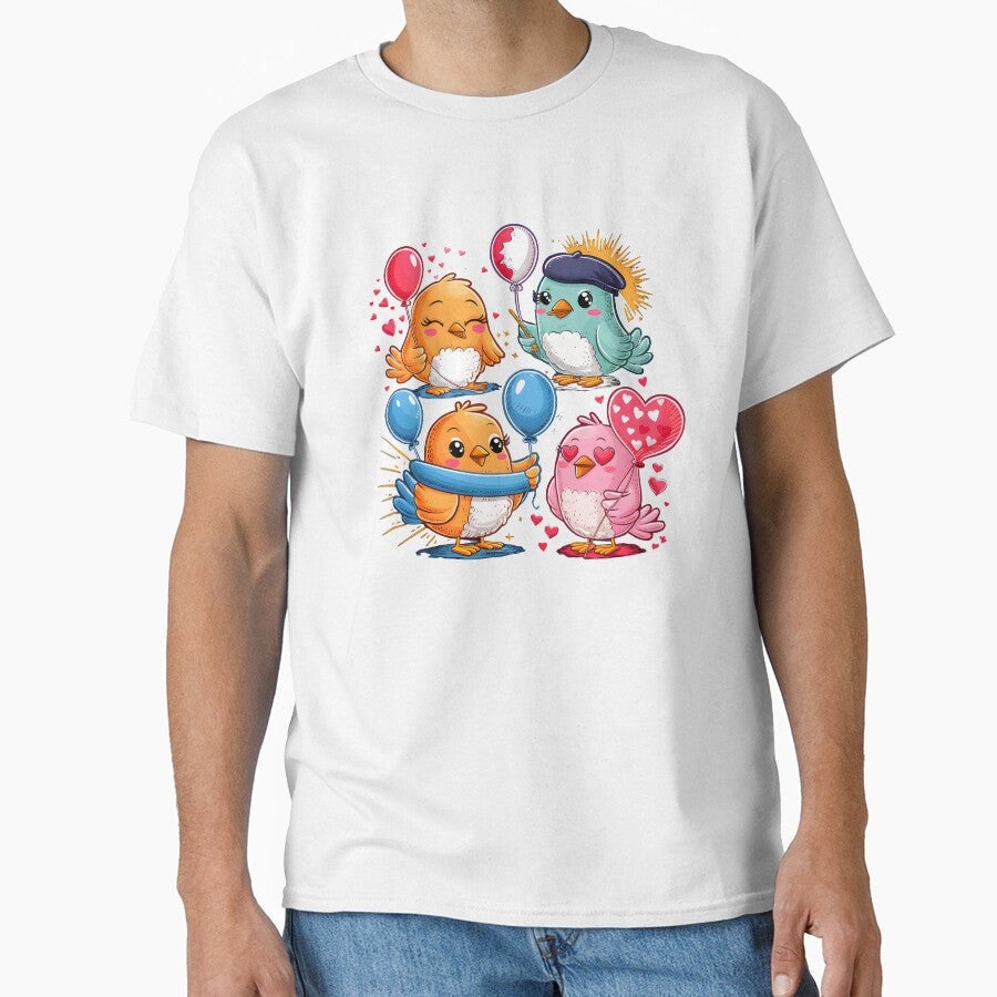 Cute Kawaii bird love earth set of 4 birds by madevdine Unisex T-shirt, Sweatshirt, Hoodie, Long Sleeve Tee - T-Shirt, Sweatshirt, Hoodie