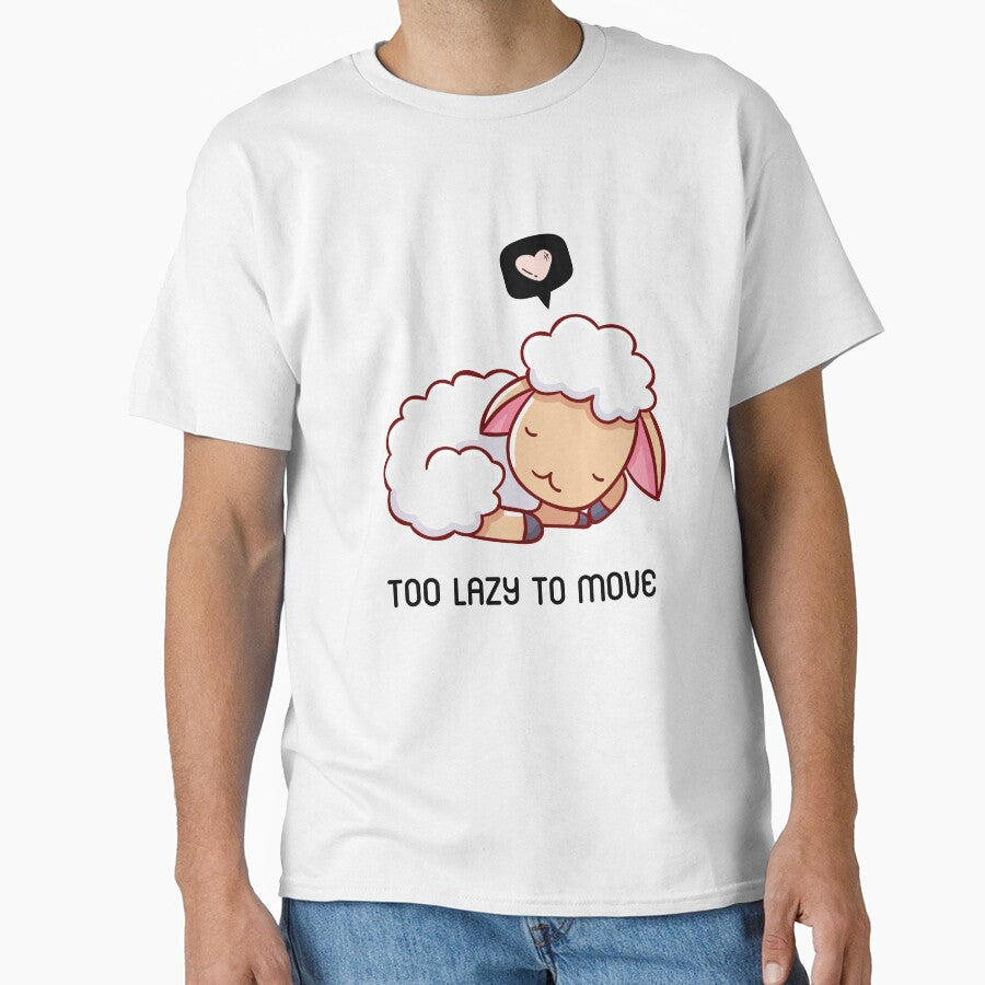 Too Lazy To Move - Cute Lazy Sheep Sleeping by bsrishika Unisex T-shirt, Sweatshirt, Hoodie, Long Sleeve Tee - T-Shirt, Sweatshirt, Hoodie