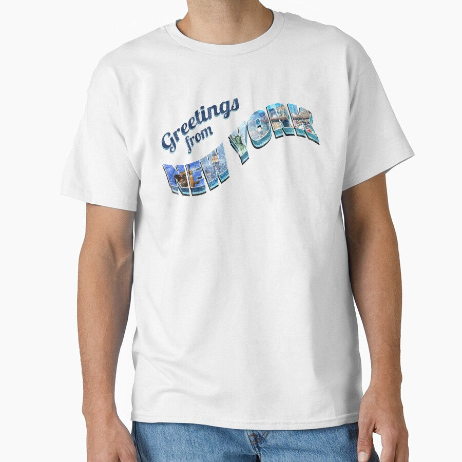 New York Souvenir, Greetings from New York, NYC, Vintage Postcard-style Design by sparkpress - T-Shirt, Sweatshirt, Hoodie