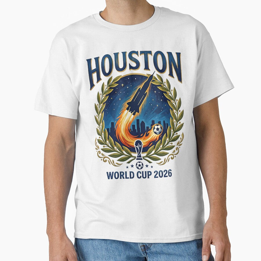 Houston World Cup 2026 Laurel Wreath Badge  Soccer Vibes by BrickByDream Unisex T-shirt, Sweatshirt, Hoodie, Long Sleeve Tee - T-Shirt, Sweatshirt, Hoodie