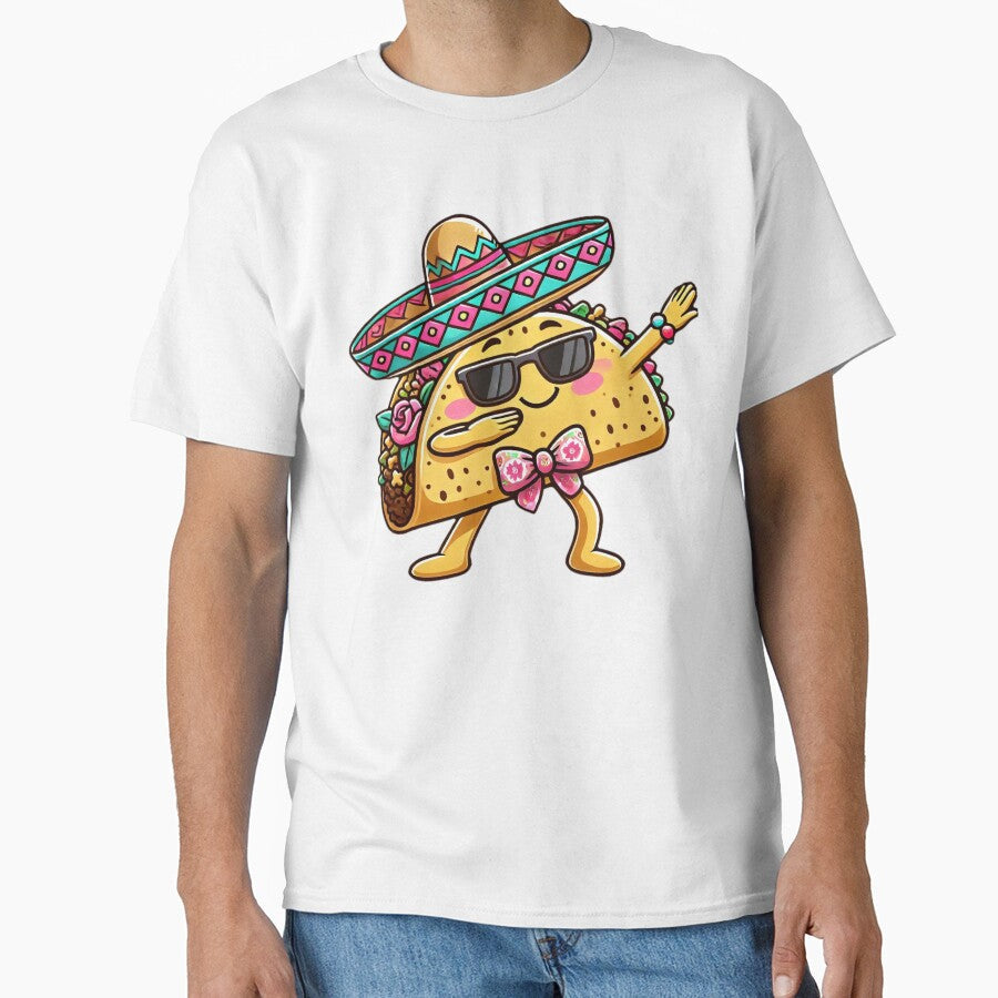 Dabbing Taco with Sombrero in Chicana Style by Dazeville Studio1541 Unisex T-shirt, Sweatshirt, Hoodie, Long Sleeve Tee - T-Shirt, Sweatshirt, Hoodie