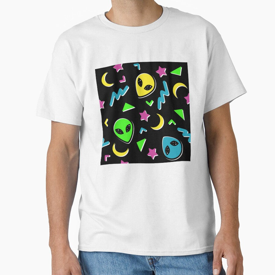 90s Geometric Alien - Black and Neon by 90sAlien Unisex T-shirt, Sweatshirt, Hoodie, Long Sleeve Tee - T-Shirt, Sweatshirt, Hoodie