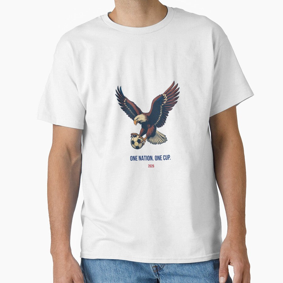 USA World Cup 2026 Bald Eagle Soccer T-Shirt One Nation One Cup by FanNationTees Unisex T-shirt, Sweatshirt, Hoodie, Long Sleeve Tee - T-Shirt, Sweatshirt, Hoodie