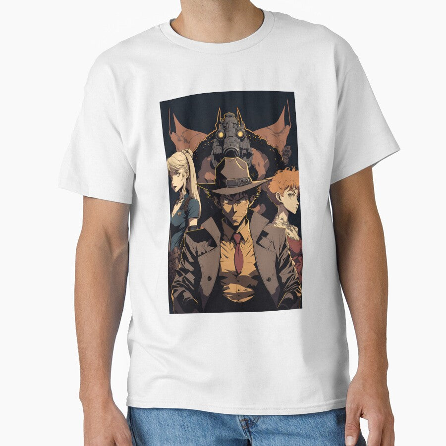 Anime Detective Man with his sidekicks by Bubblebuk Unisex T-shirt, Sweatshirt, Hoodie, Long Sleeve Tee - T-Shirt, Sweatshirt, Hoodie