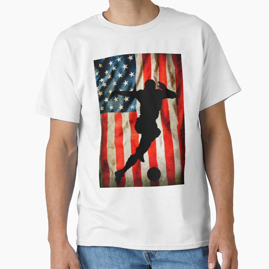 American Soccer player and USA flag by erozzz Unisex T-shirt, Sweatshirt, Hoodie, Long Sleeve Tee - T-Shirt, Sweatshirt, Hoodie